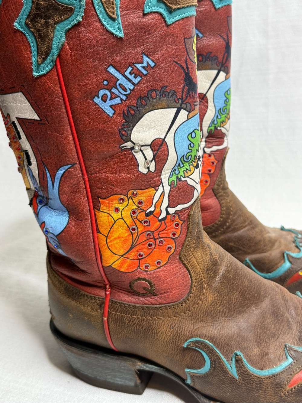 Ariat Quincy Limited Edition Bronco Billy Ride’Em Cowboy Boots Womens 7B - Picture 6 of 12